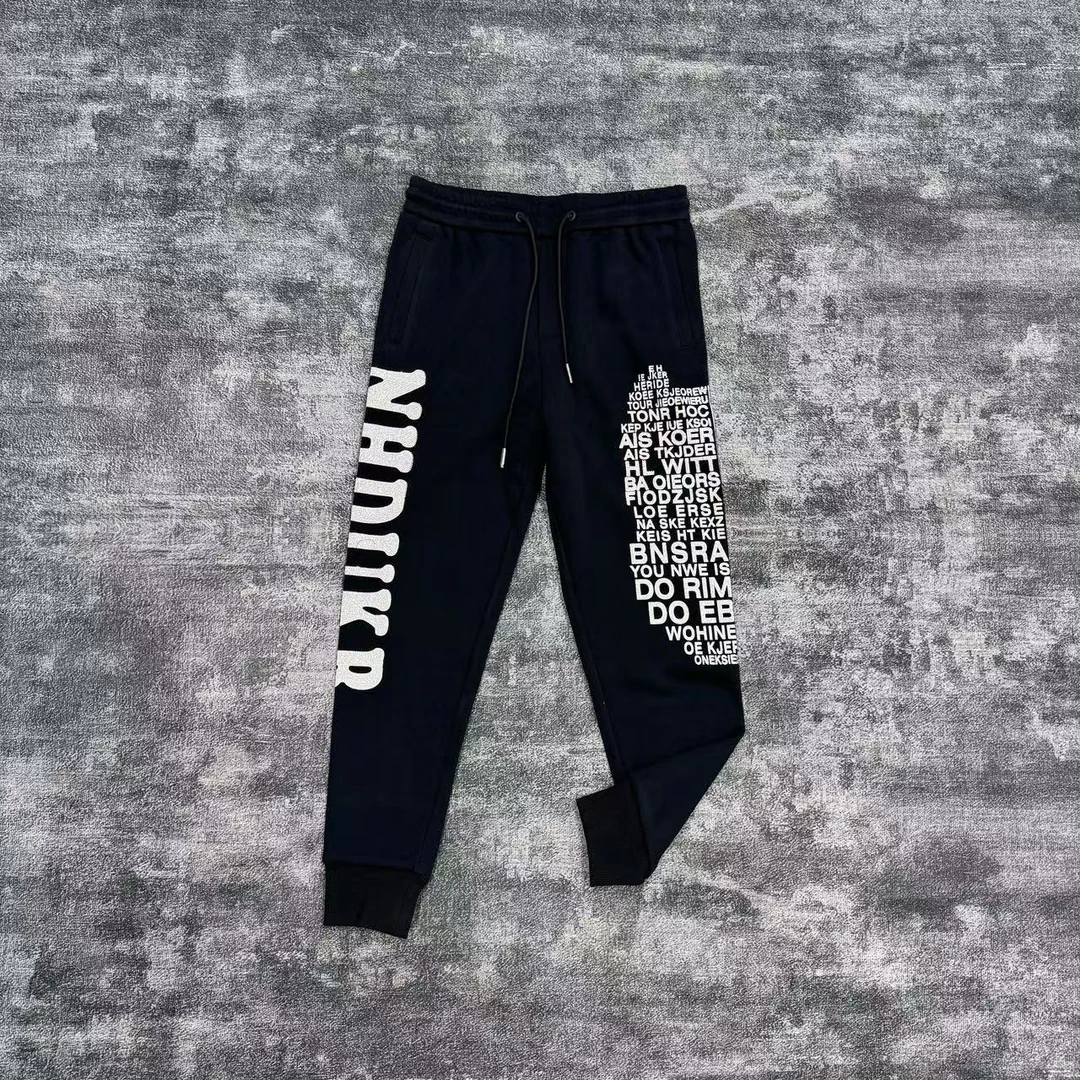 潮牌卫裤修身卫裤男士时尚百搭个性印花休闲裤小脚秋冬裤子11868