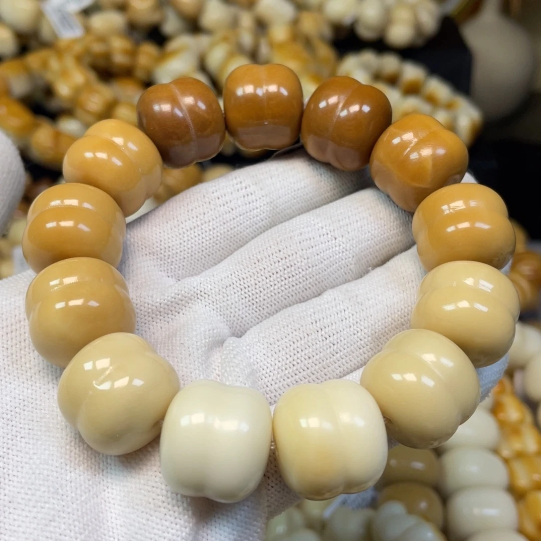 菩提根/象牙果手串126渐变汉堡珠瑕疵