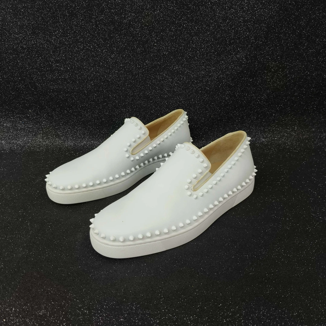 未使用 Christian Louboutin/克里斯提·鲁布托 42.5码/白铆钉板鞋