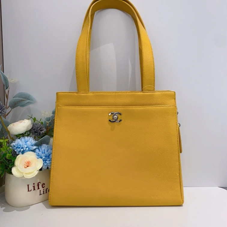 95新 Chanel/香奈儿 柠檬黄Kelly托特包手提包 14314637二奢