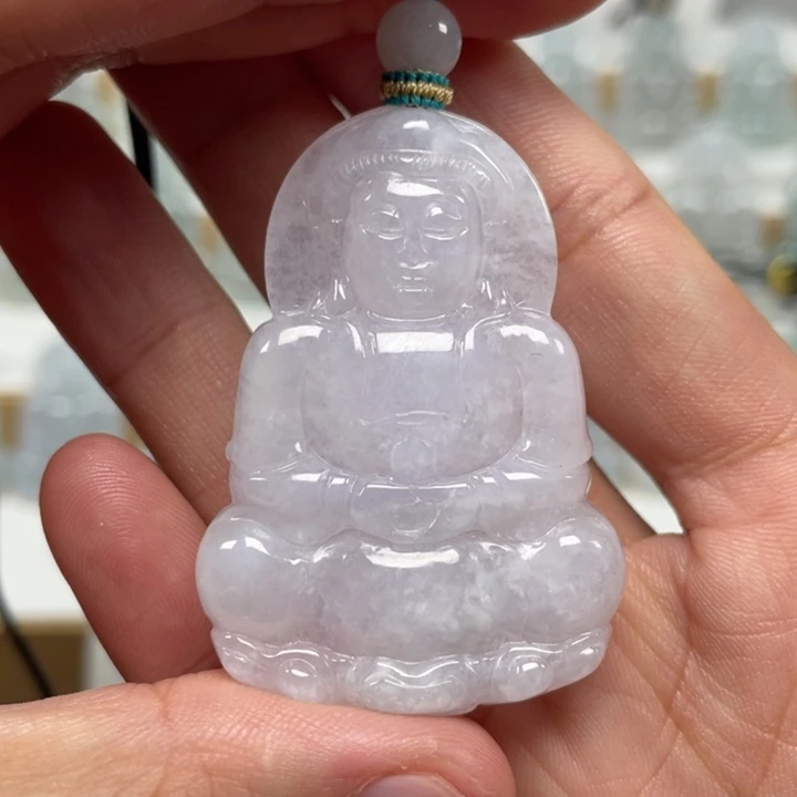 翡翠未镶嵌套链天然缅甸翡翠A货观音68号