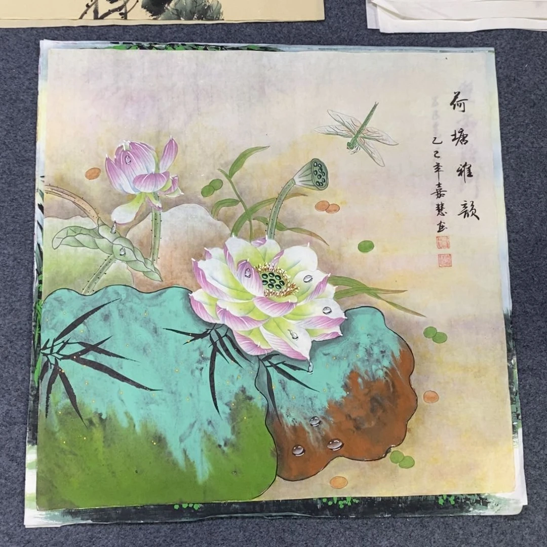 国画尺寸65✖️65精品工笔斗方手绘