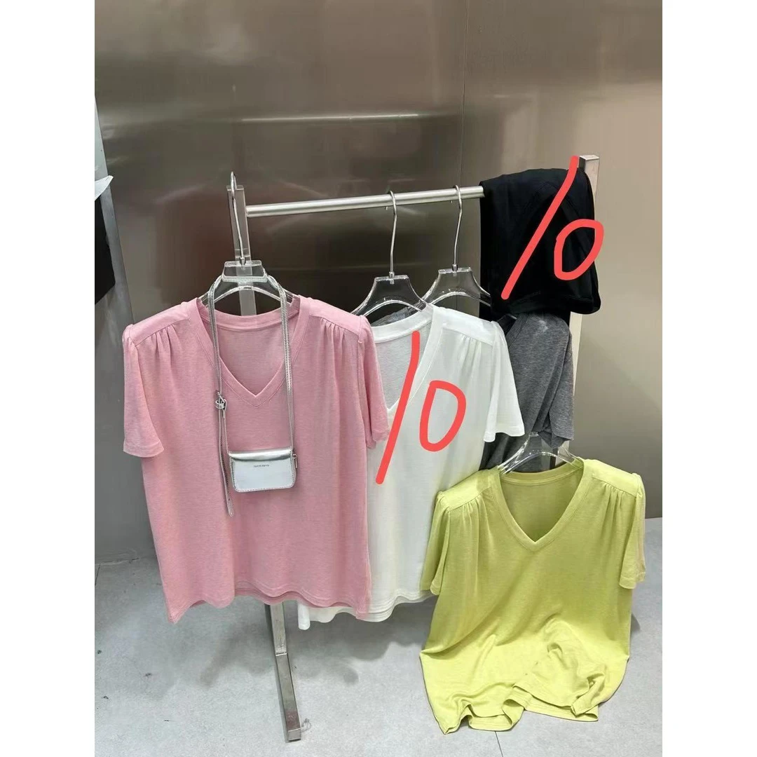 DEZI宝藏衣橱垫肩V领短袖T恤HD61196066