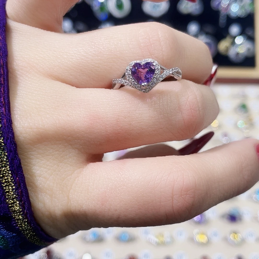紫晶银S925镶嵌戒指戒指