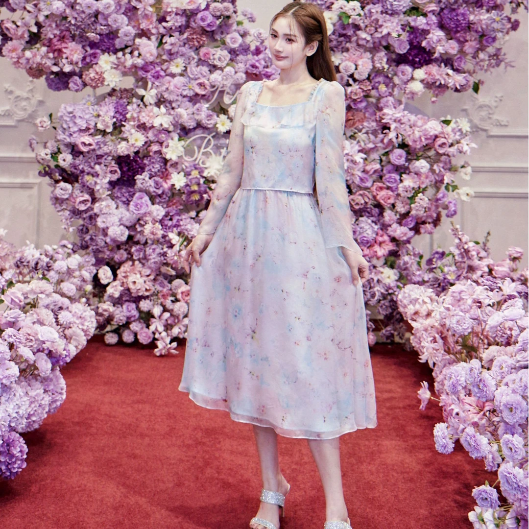 Marie Elie【蓝焰染锦】真丝印花上衣半裙EAF68D05705 EAF68P05705