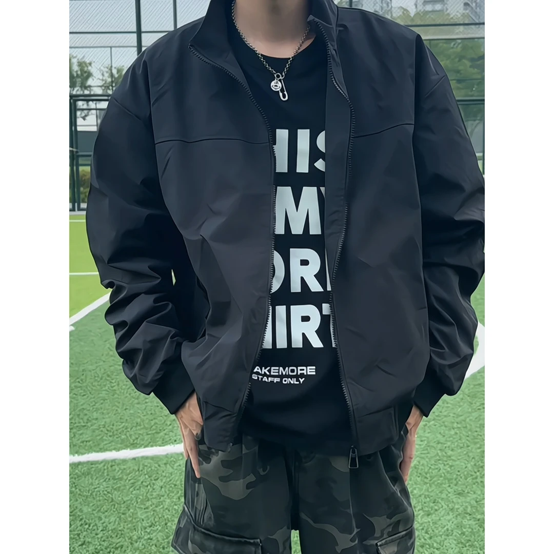 短款工装外套男秋季硬汉穿搭三防立领冲锋衣cleanfit美式飞行夹克