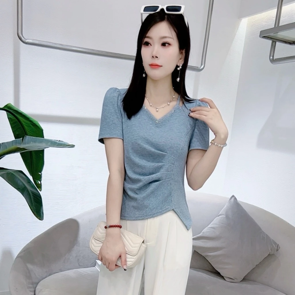 A7121新款时尚长袖女气质减龄百搭轻职风洋气自信穿搭上衣T恤