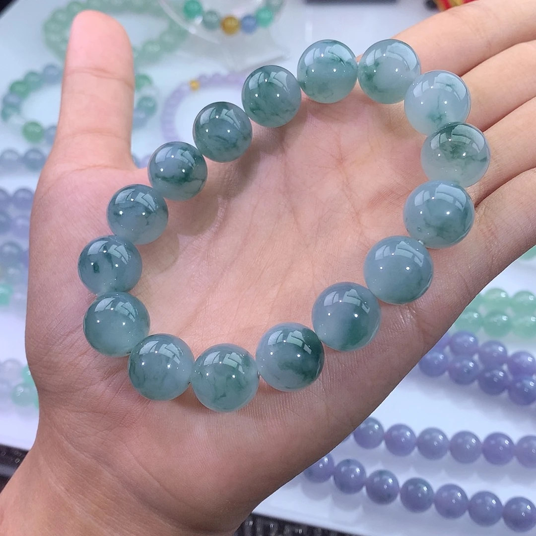 未镶嵌手链翡翠飘蓝花手串卡13