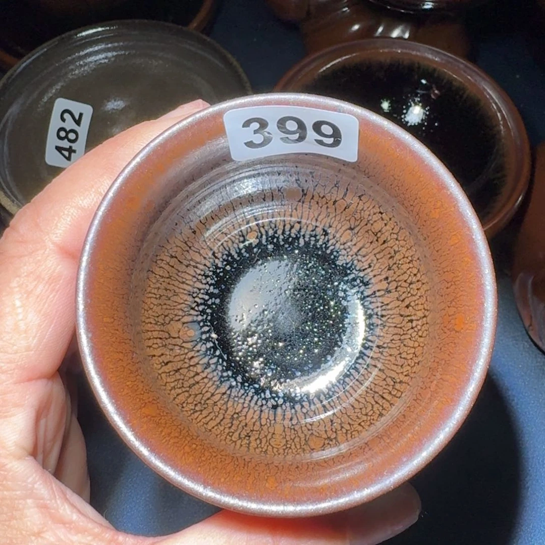 小雨茶盏手工柴烧裂底