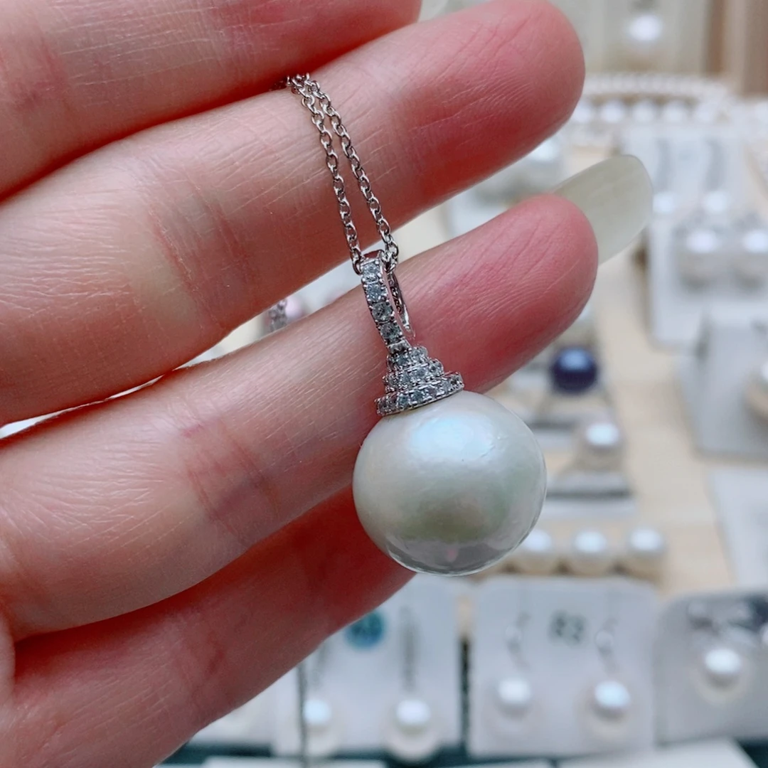 好***猫颈饰淡水珍珠银S925镶嵌