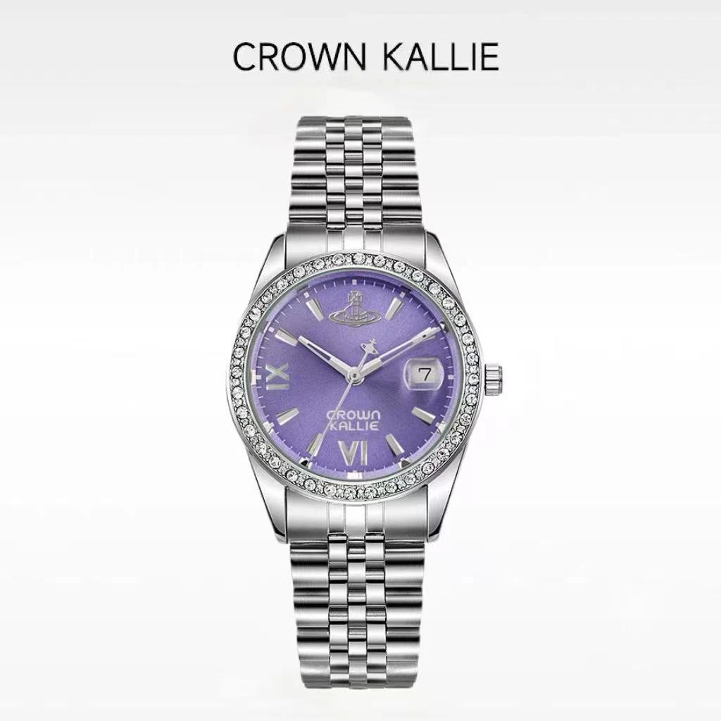 Crown Kallie-小ck西太后联名同款土星元素碎冰紫女士腕表ck8125