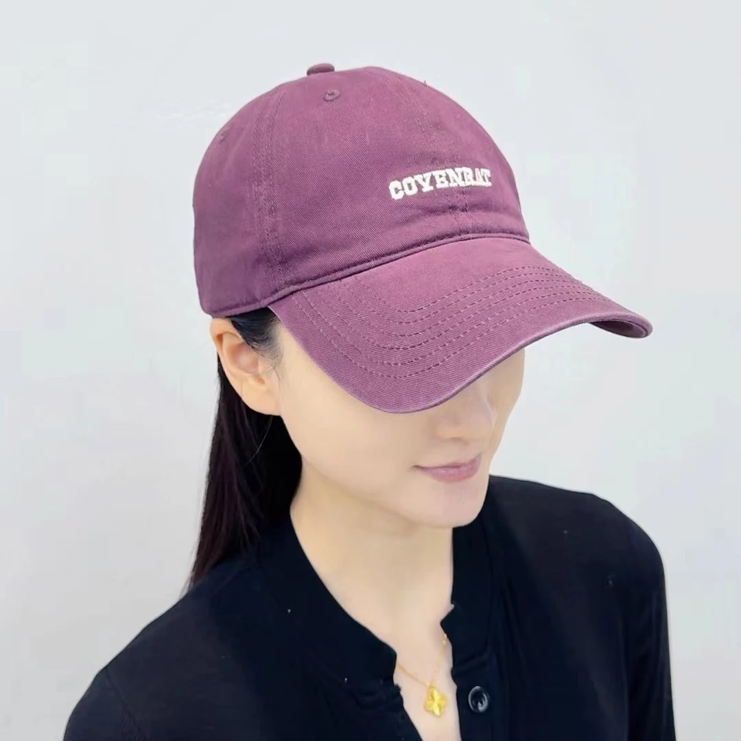 简约刺绣字母水洗棉棒球帽子女街头情侣百搭显脸小宽檐鸭舌帽男潮