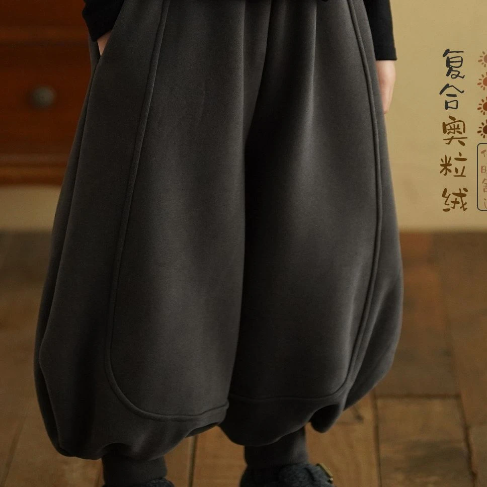 砚台家男童加绒卫裤冬装新款童装儿童灰色运动裤宝宝奥利绒休闲裤