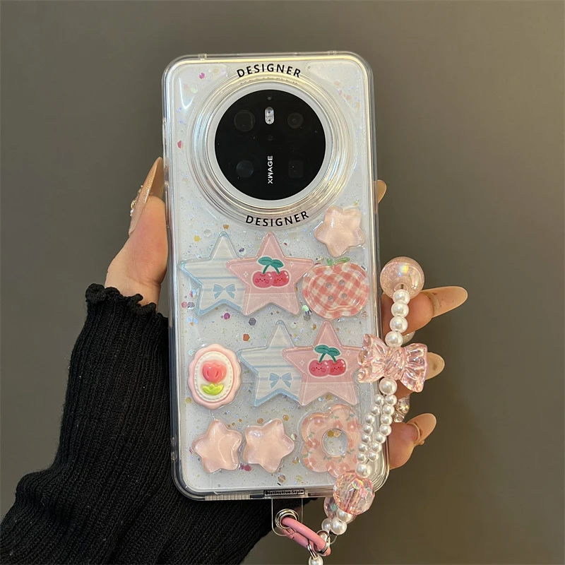 透明滴胶纽扣樱桃星星适用华为mate70/60pro+手机壳pura70pro女款