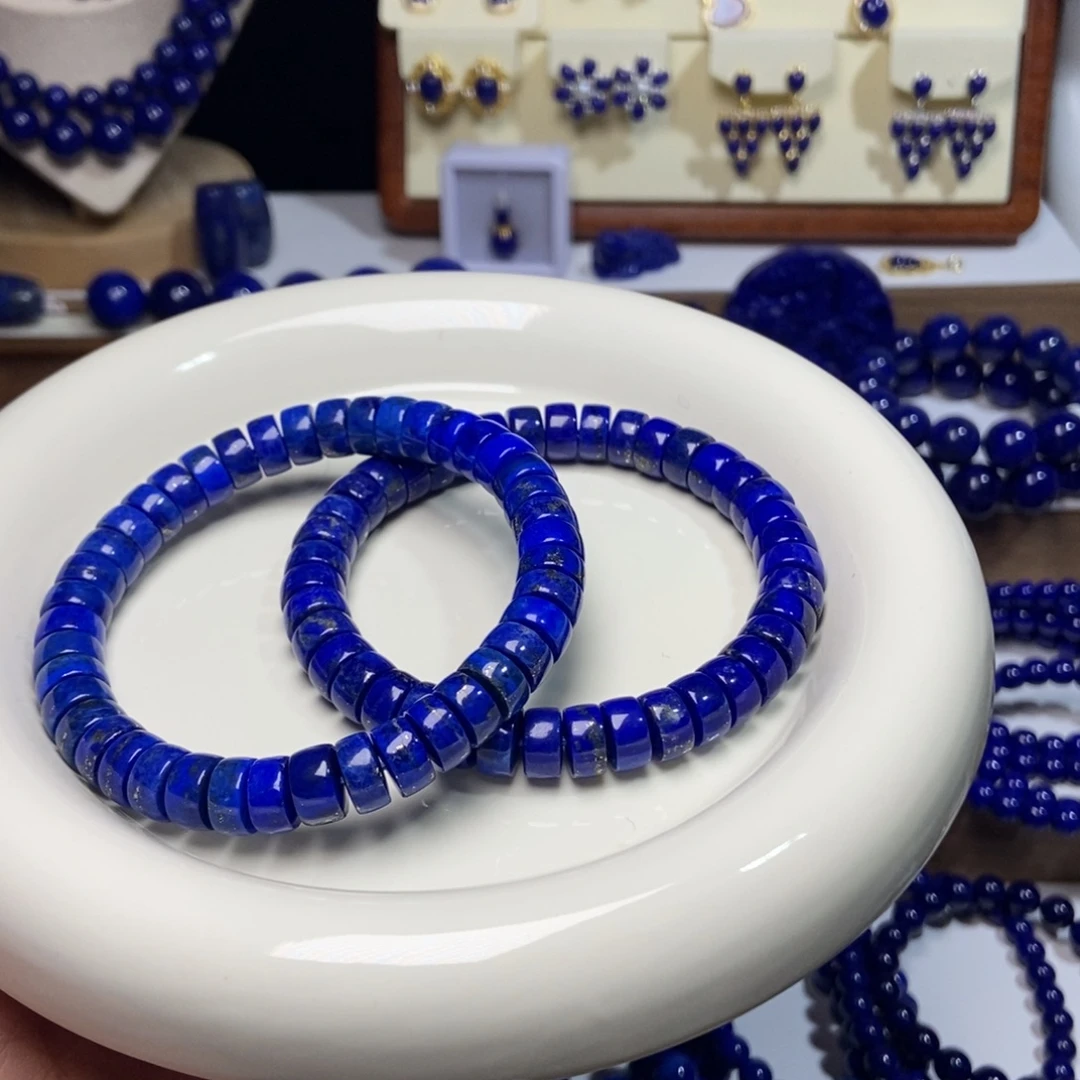 青金石未镶嵌老矿药片手串9mm 多样性发其一