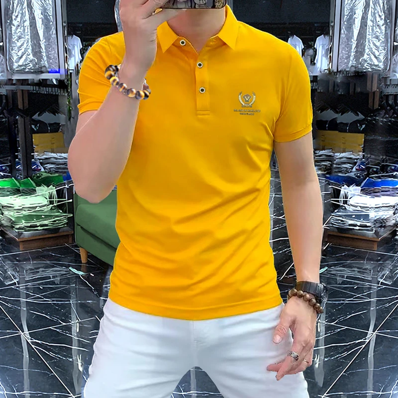 【恣意鸟YP】夏季男士衬衫领短袖t恤衫时尚修身翻领polo潮流男装透