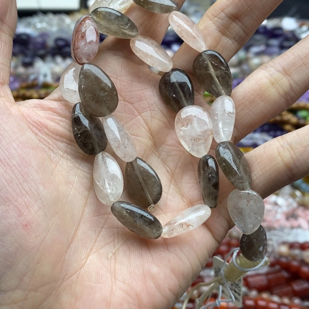 未镶嵌玛瑙/玉髓珠宝半成品一条天然胶花水晶茶晶水滴