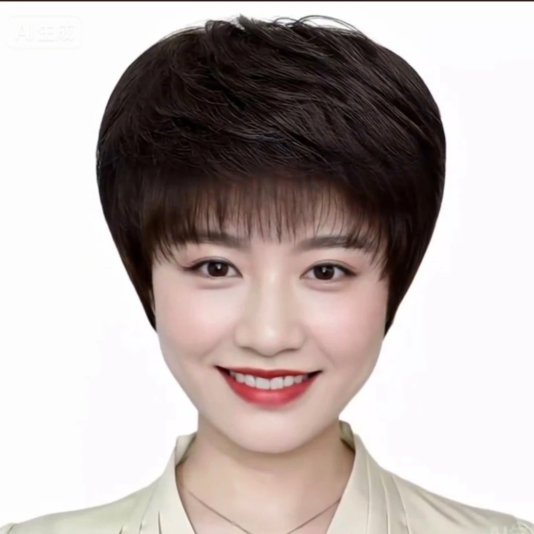 无品牌纹理烫女士假发女款全头套假发中老年妈妈假发