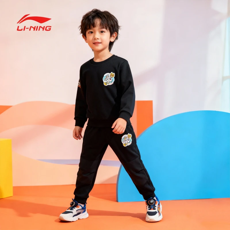 李宁卫裤男童冬运动时尚系列舒适加绒常规休闲长裤YKLT299-B品