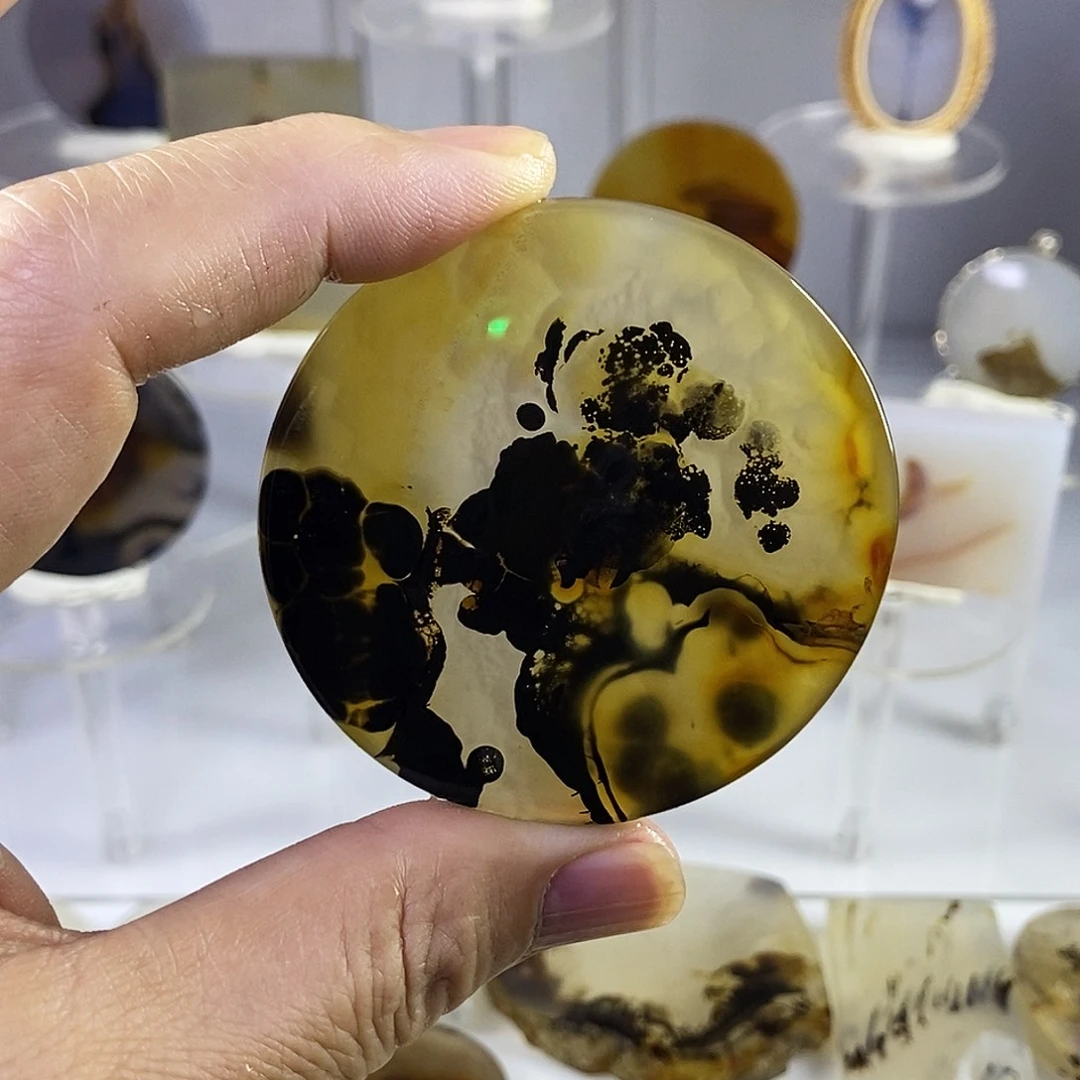 合成碳硅石非金属时尚图纹画面石饰品