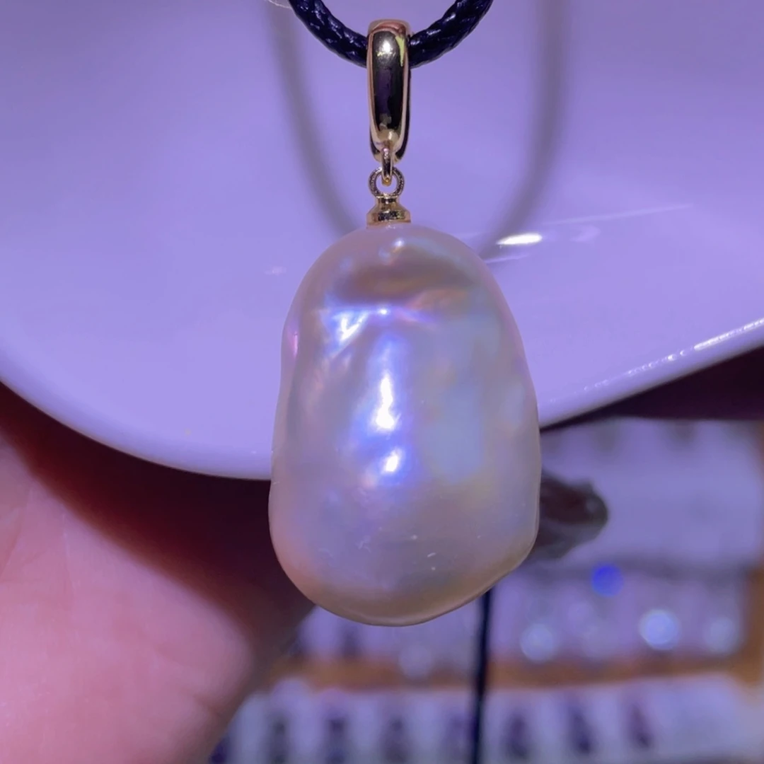 天然淡水珍珠吊坠淡水珍珠银S925镶嵌