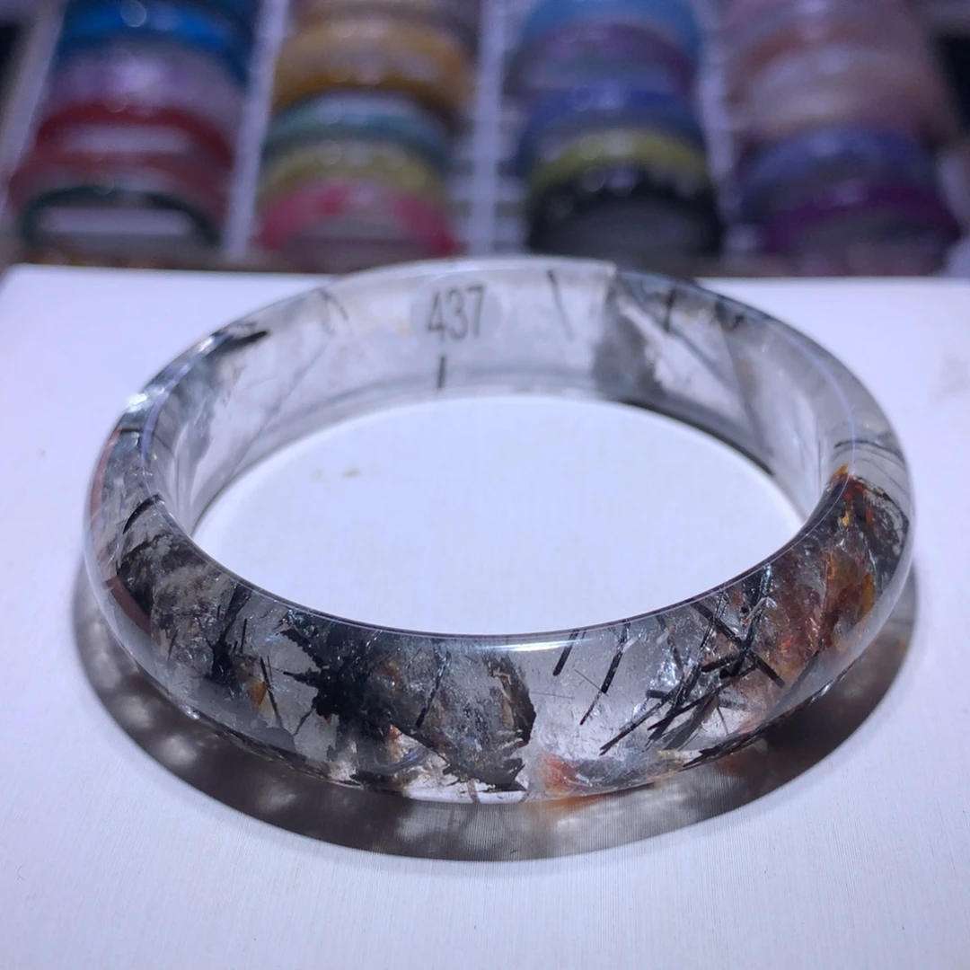 银S925镶嵌手镯水晶黑发晶58.3圈437