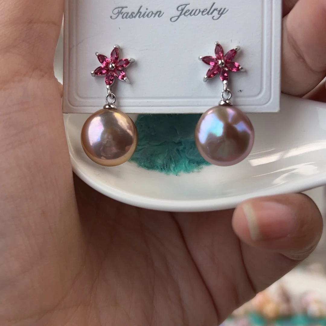 淡水珍珠耳饰银S925镶嵌