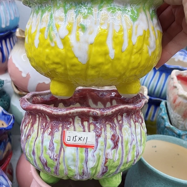 多肉绿植陶瓷花盆9.9包邮，有孔