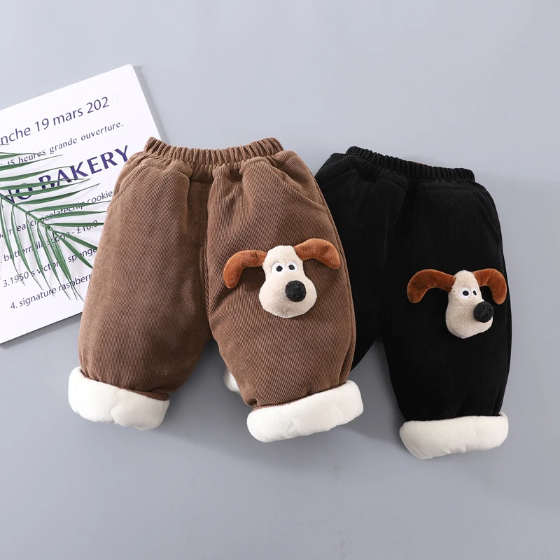 儿童加厚棉裤冬装小童夹棉保暖裤潮宝宝棉裤男童三层加绒加厚棉裤