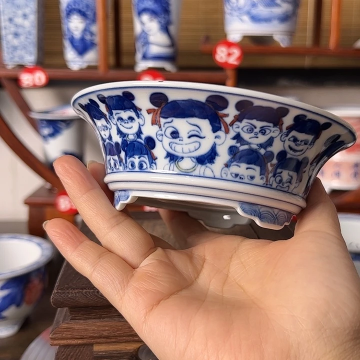 墨奈手绘陶瓷花盆