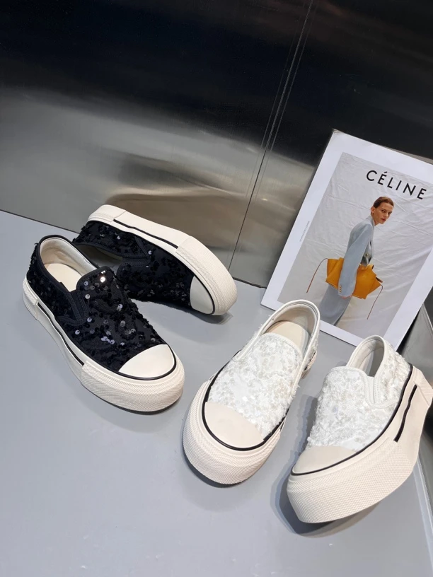 厚底亮片时尚休闲鞋单鞋时尚舒适平底低帮休闲鞋女鞋百搭