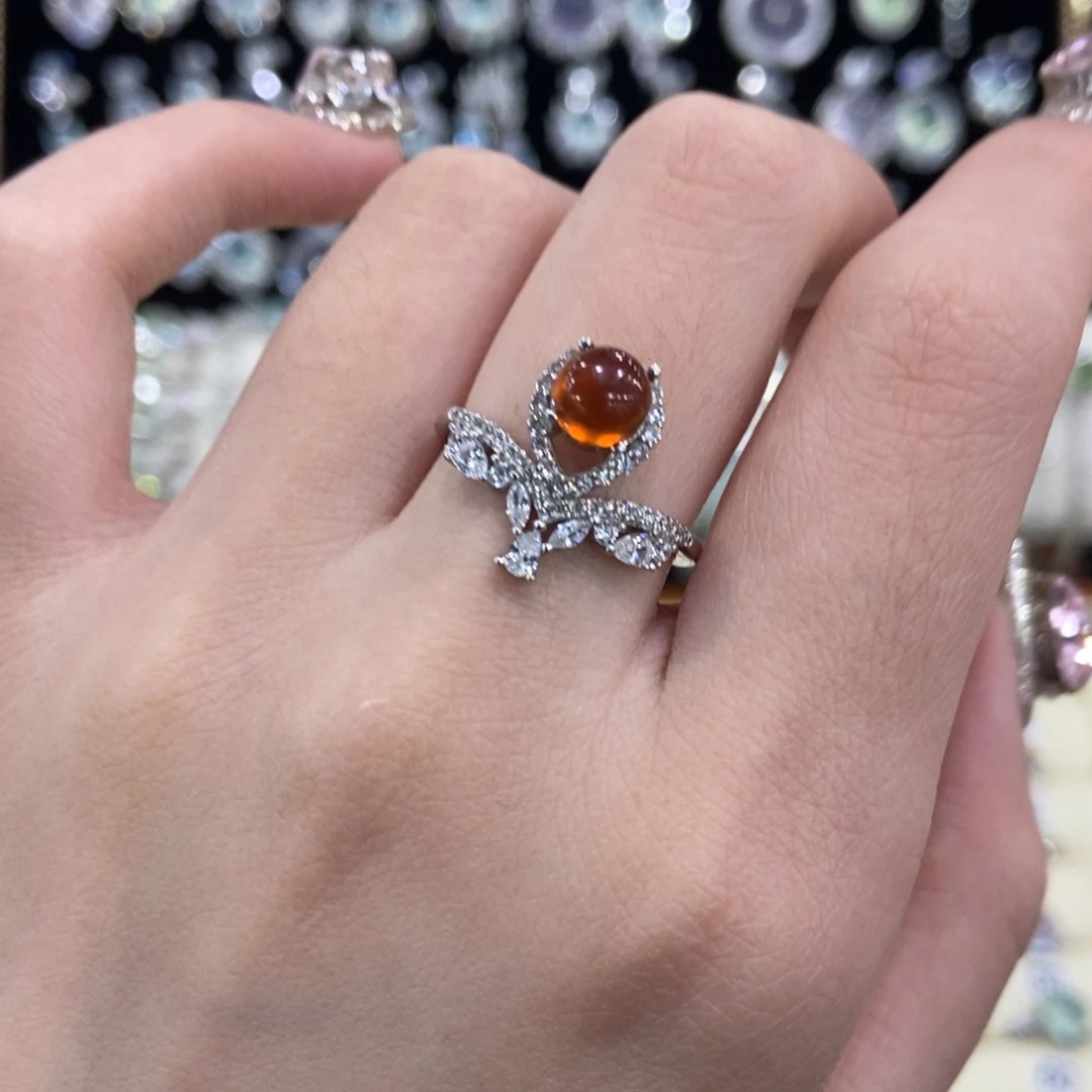 石榴石戒指银S925镶嵌