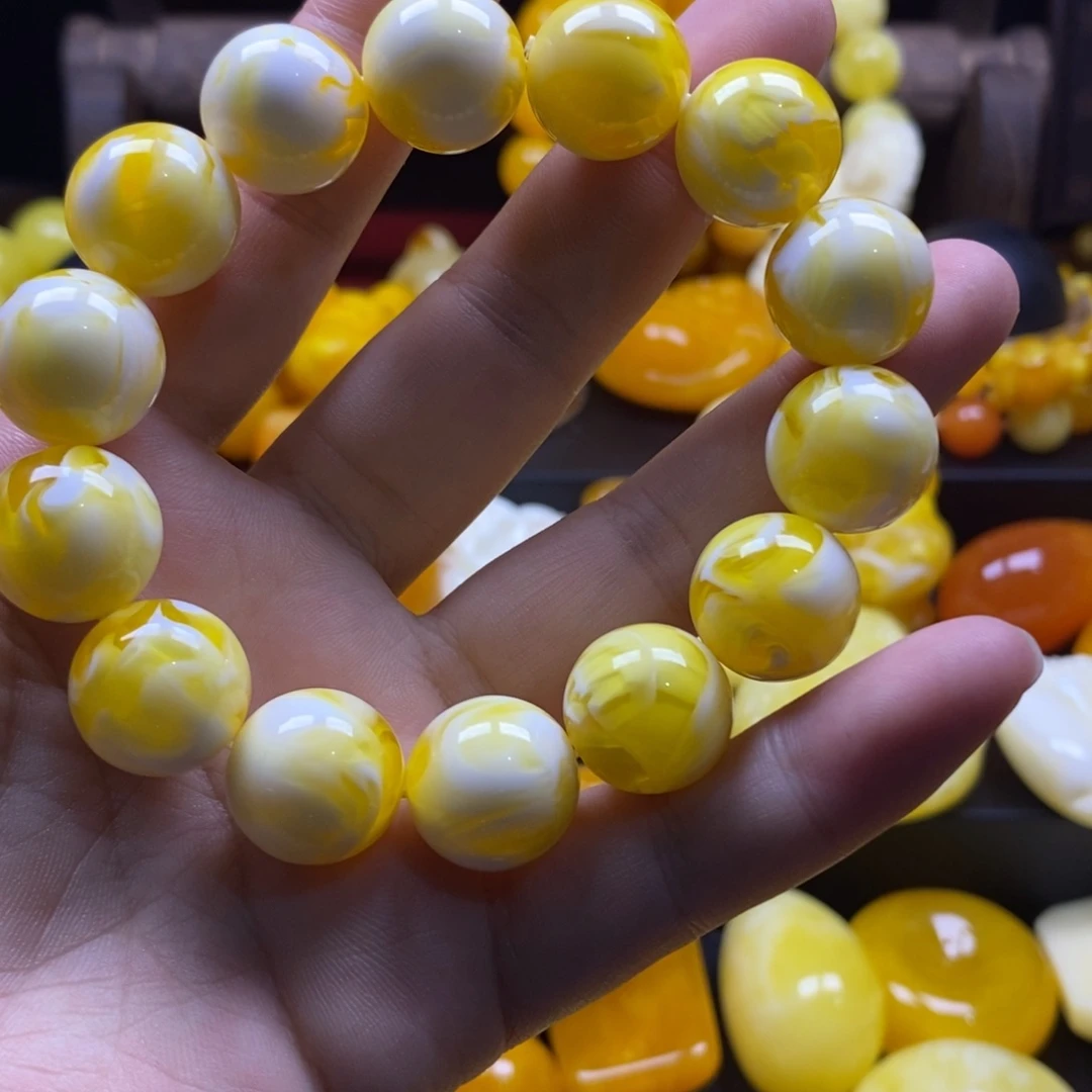 圆***滚非金属树脂16瓷白手串