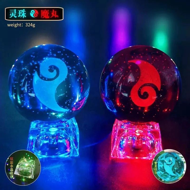 哪吒魔童闹海周边魔丸灵珠小夜灯水晶球摆件动漫手办送人礼物LZ