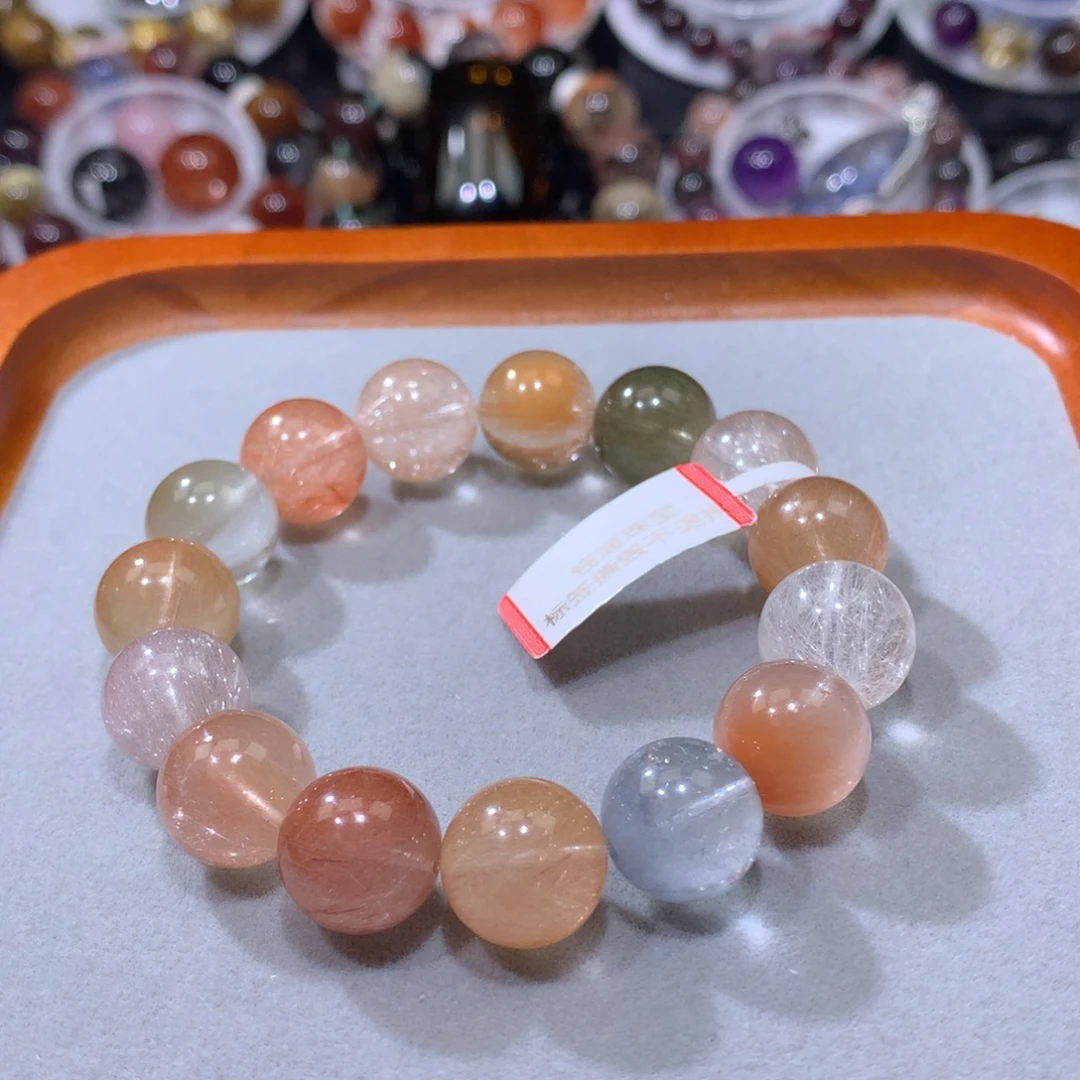 未镶嵌手链水晶彩兔毛13mm