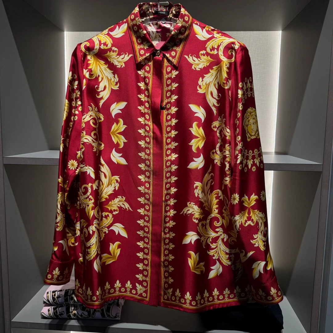 未使用 VERSACE/范思哲 范思哲男士红金巴洛克真丝衬衫