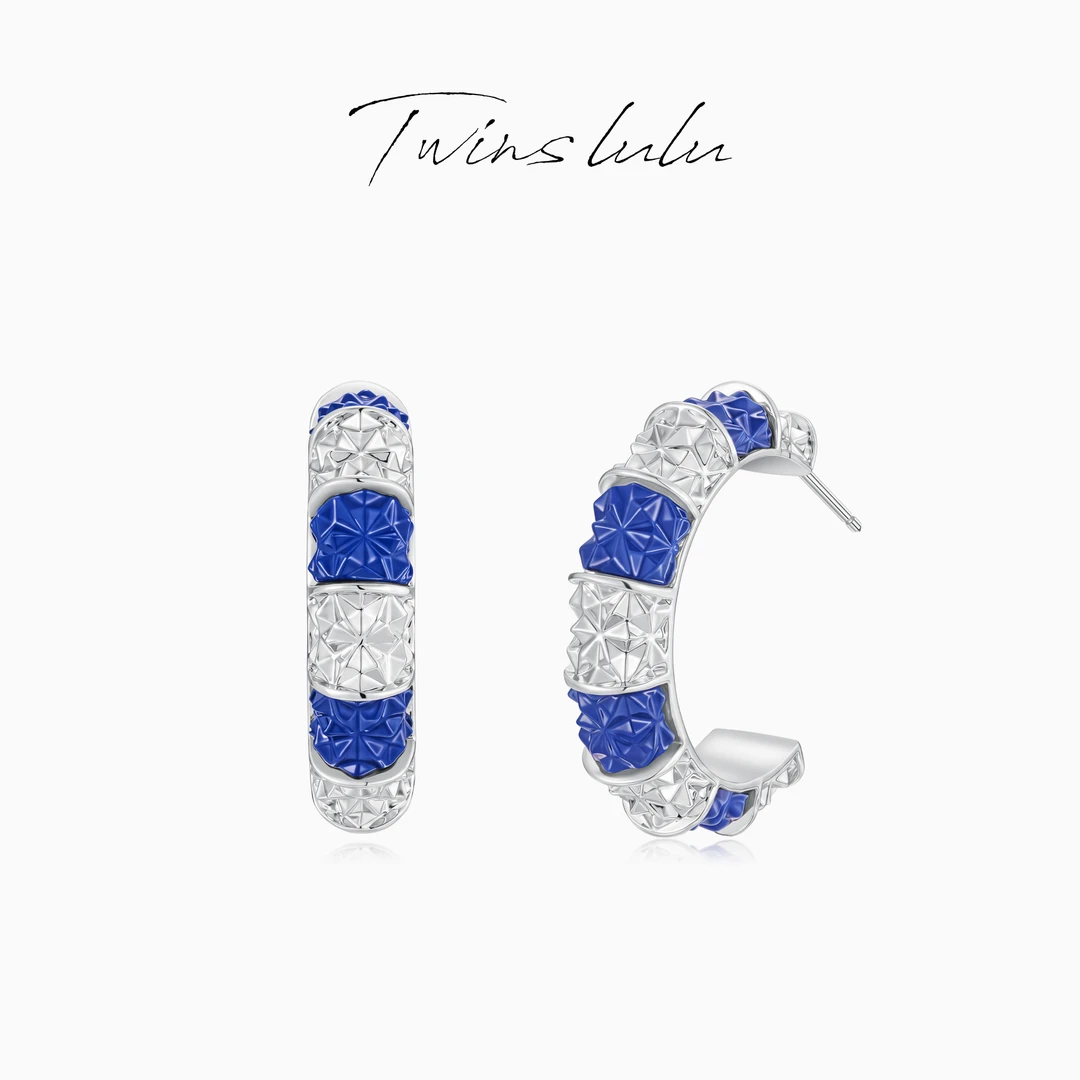 TWINS LULU 镀K金【蓝调】简约小众设计高级感几何耳环TSL3105