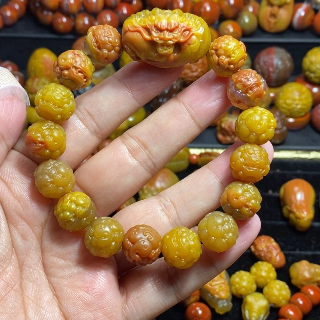 玛瑙/玉髓未镶嵌战国红14貔貅手链