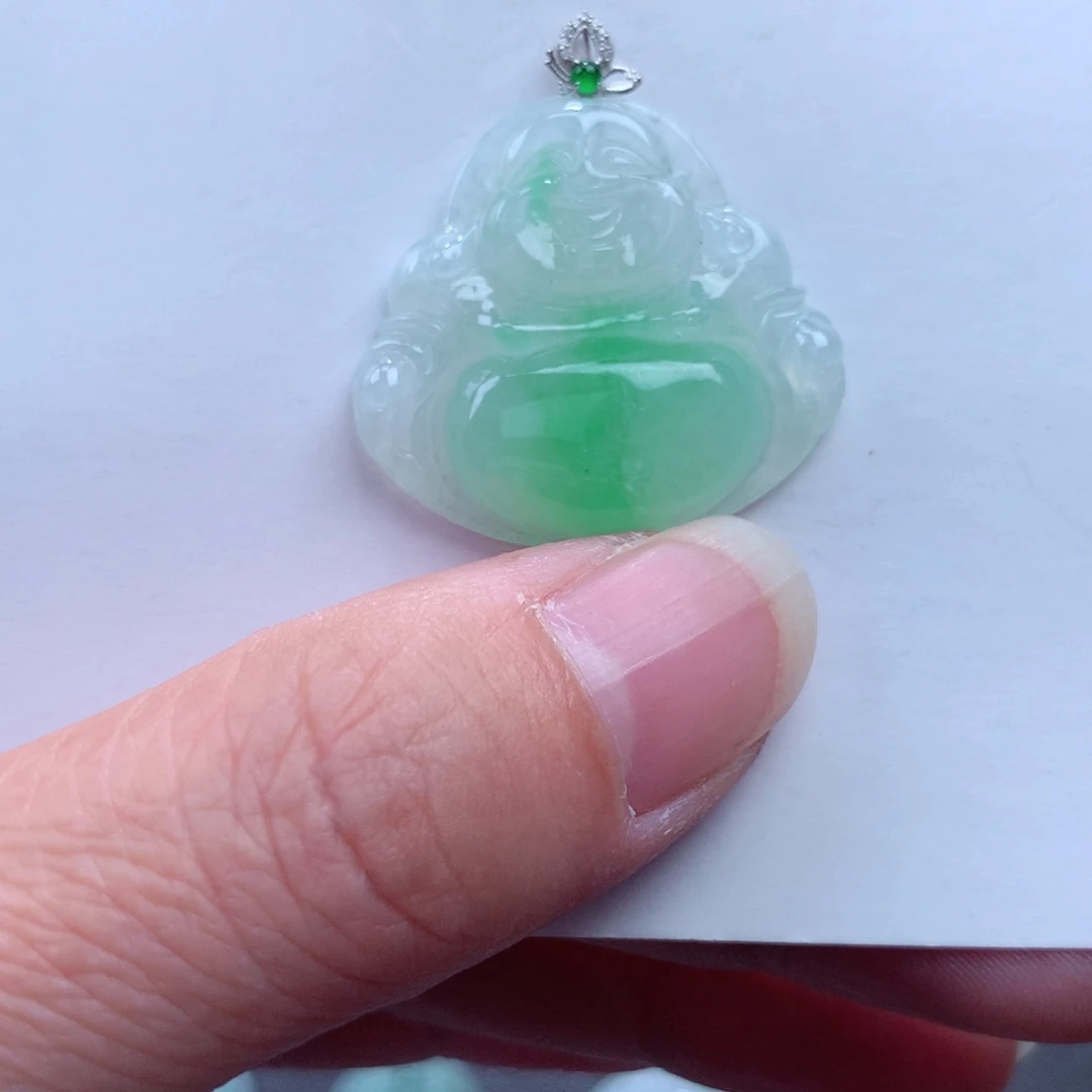 翡翠吊坠(不含链)18K金镶嵌