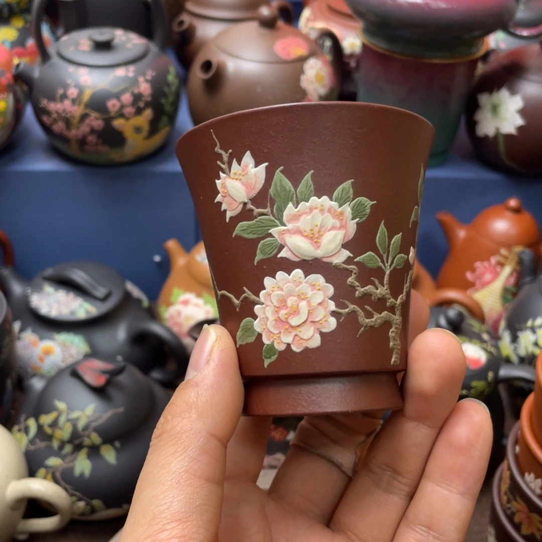 茶杯红泥紫砂主人杯120cc