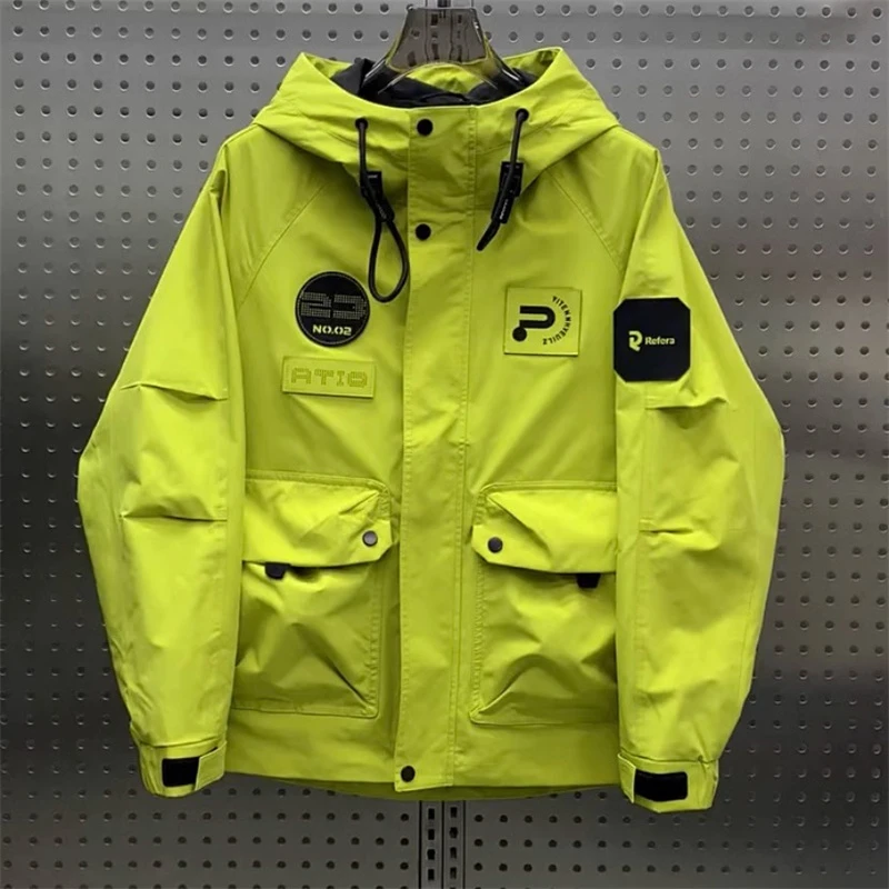 高端冲锋衣外套男士夹克春秋季2024新款连帽宽松痞帅工装上衣男款