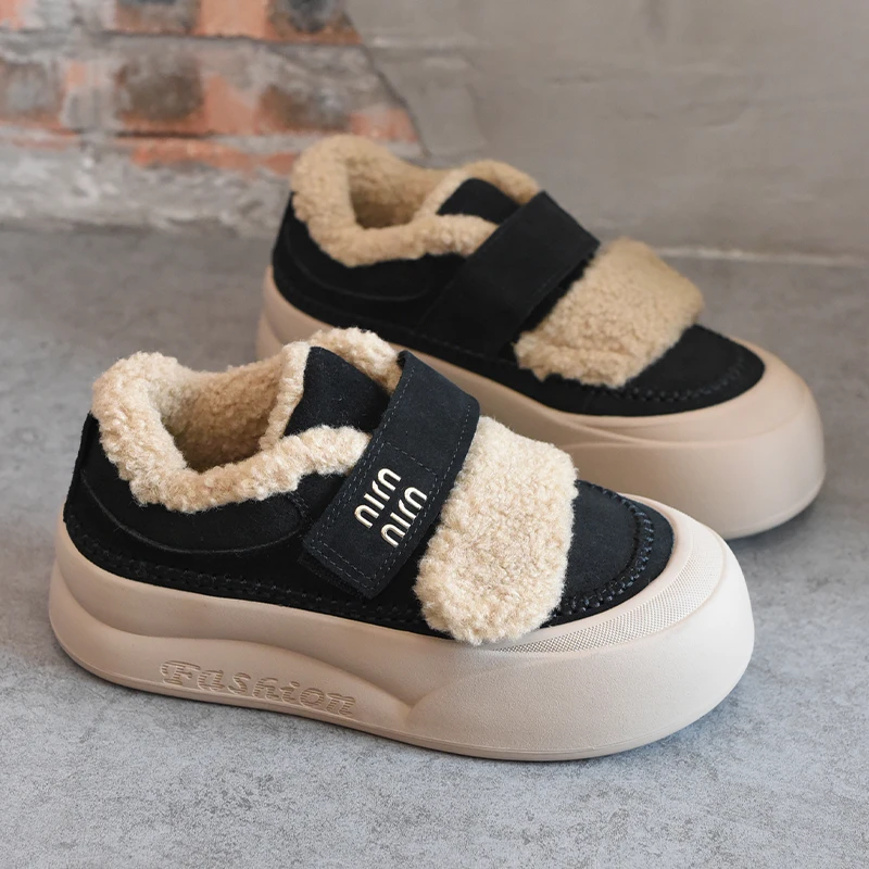 shougu/首谷爆款加绒保暖面包鞋女2025冬季新款休闲百搭毛毛鞋ins