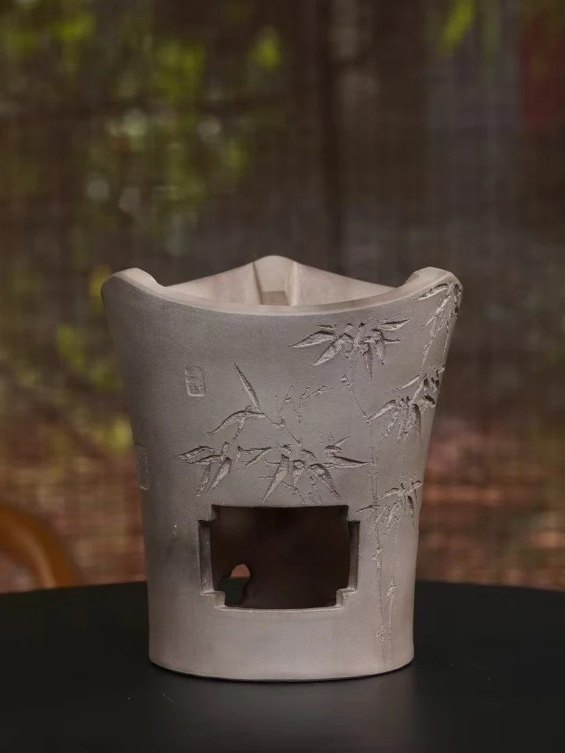 掌中山水如意口邱彬刻绘文人茶器煮茶炉