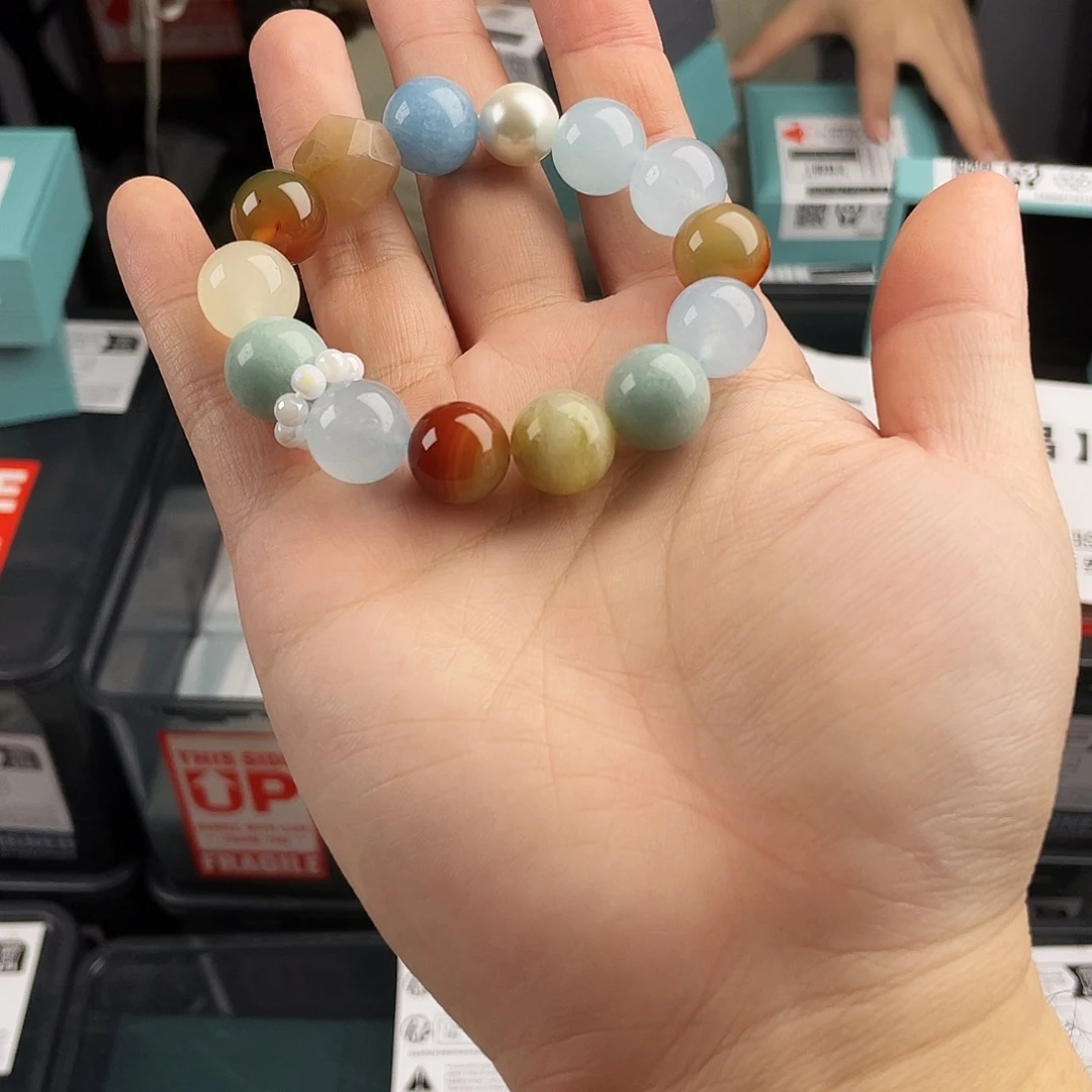 银S925镀金镶嵌水晶手串