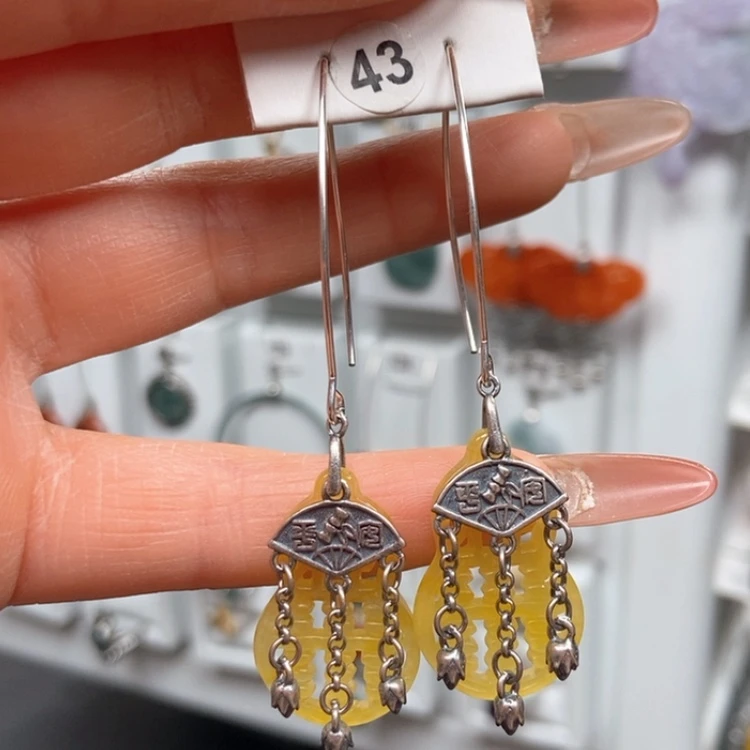 【闪购商品】翡翠耳饰银S925镶嵌优化耳饰