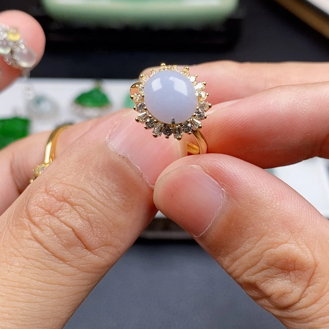 翡翠戒指银S925镶嵌戒指