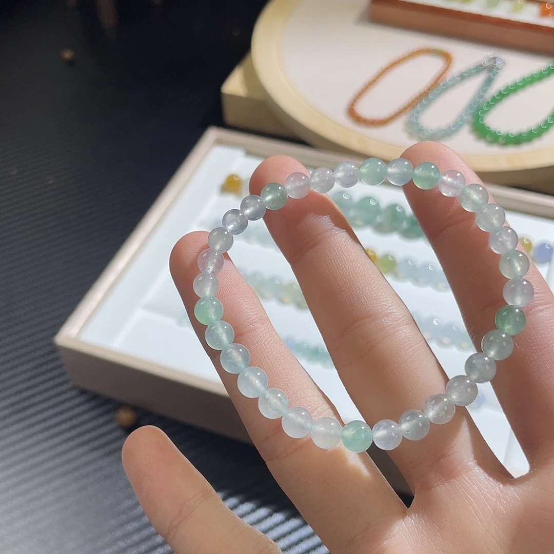 翡翠未镶嵌手链卡5.5mm手串缅甸a货翡翠