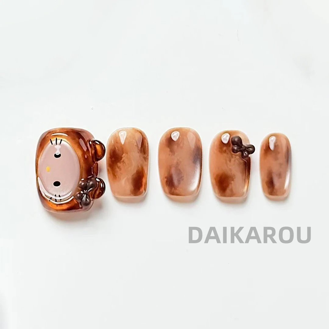 醇蜜喵喃 黛卡柔 预售 哇擦么 新甲型  短椭圆手工穿戴甲10片