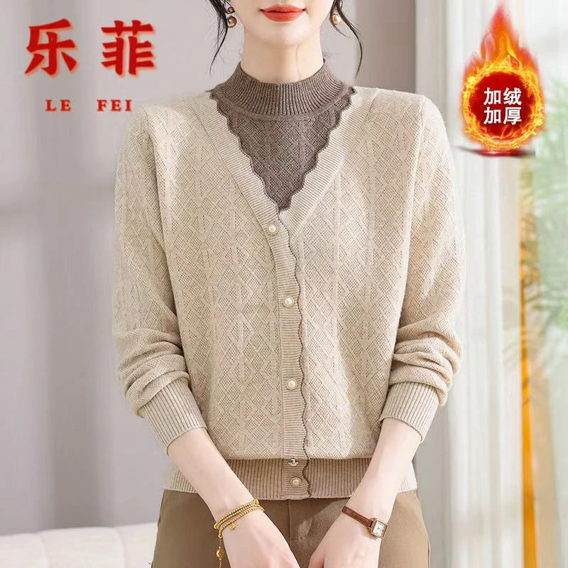 新款妈妈装2025中老年女装外搭秋冬外套加厚秋冬妈妈宽松针织上衣