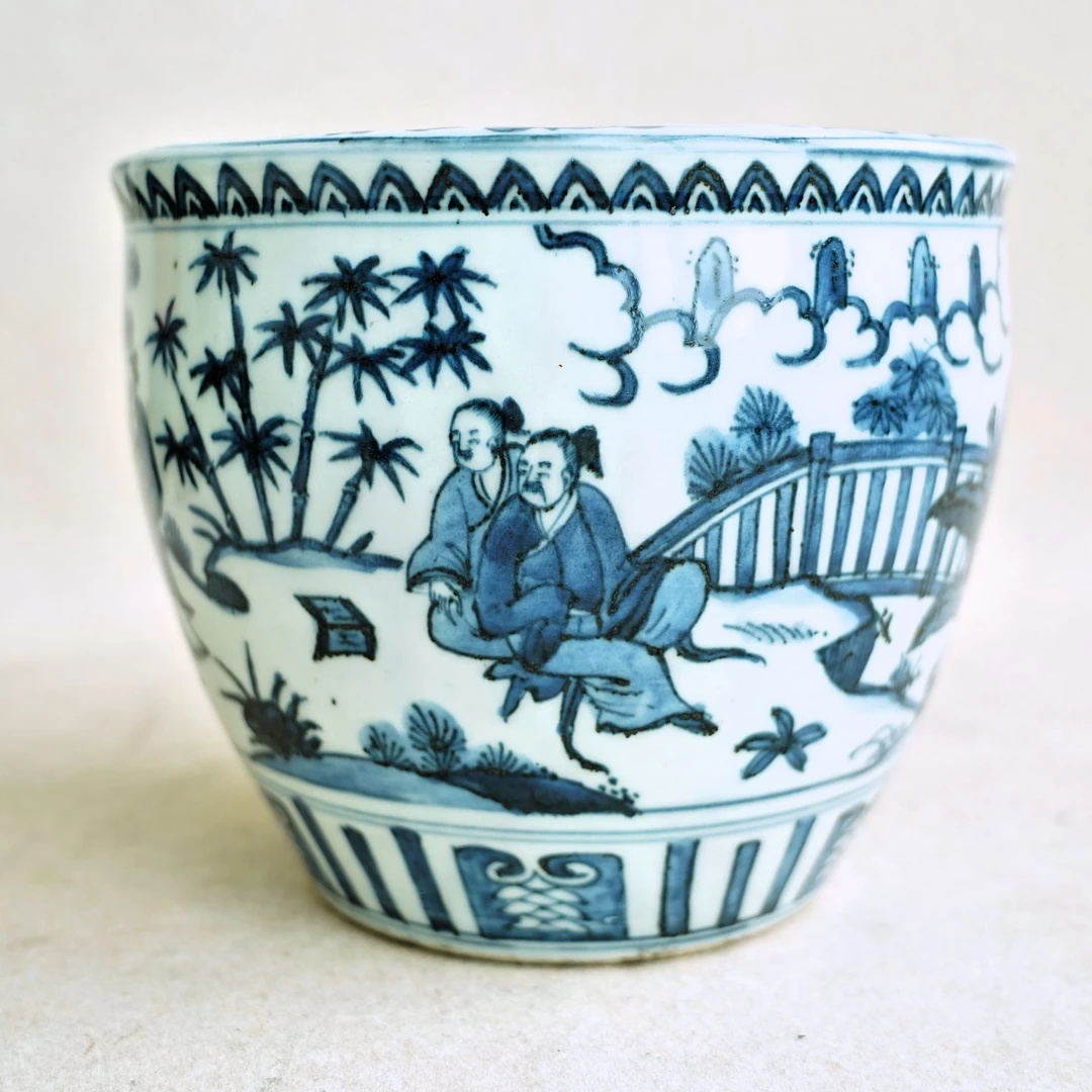 文华藏珍第368期拍品 11 清 青花人物纹卷缸